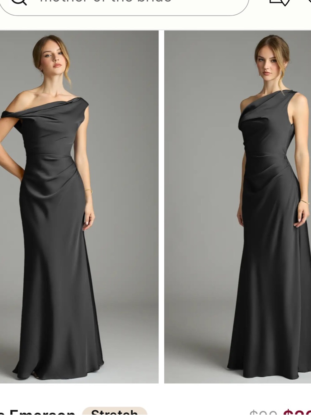Azazie Emerson Black One-Shoulder Satin Gown